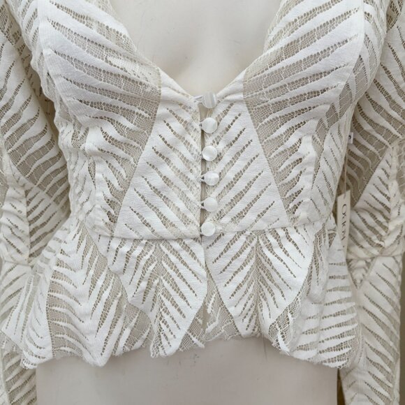 NWT RONNY KOBO Dabria Silk Lace Top in White  VERY RARE  SZ S - Picture 3 of 12